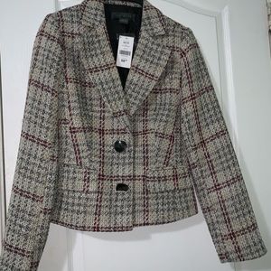 Red & black Cropped tweed blazer
